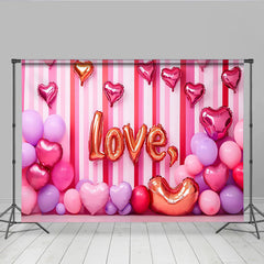 Lofaris Valentinstag LOVE Hintergrund Rosa Gestreifte Ballon Traube Romantisch