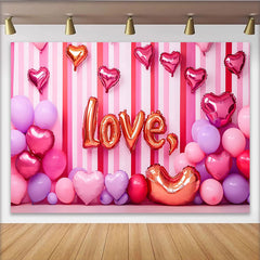 Lofaris Valentinstag LOVE Hintergrund Rosa Gestreifte Ballon Traube Romantisch