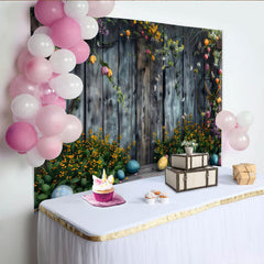 Lofaris Rustikales Ostern Holz Hintergrund Frühlingsblumen Bunte Eier