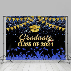 Blau Schwarz Gold Klasse 2024 Abschluss Party Hintergrund