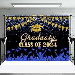 Blau Schwarz Gold Klasse 2024 Abschluss Party Hintergrund