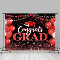 Schwarz Rot Funkeln Luftballons Glückwunsch Grad Hintergrund