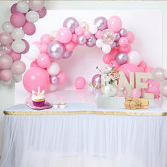 Rosa Ballonbogen Erster Geburtstag Cake Smash Hintergrund EINS Schild Mädchen Party