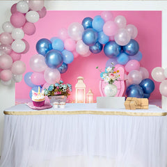 Blau Rosa Ballonbogen Cake Smash Hintergrund Blumen Laterne Tisch Geburtstag Party