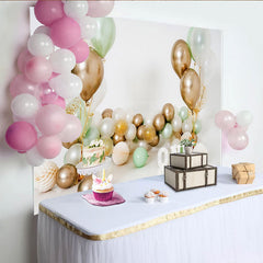 Salbeigrün Gold Ballon Erster Geburtstag Cake Smash Hintergrund Weiße EINS Briefe