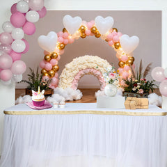 Lofaris Pink Gold Ballonbogen Regenbogen Fotohintergrund Herz Wolken Geburtstag