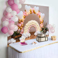 Lofaris Pink Gold Ballonbogen Regenbogen Fotohintergrund Herz Wolken Geburtstag