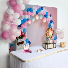 Lofaris Pink Blau Ballonbogen Geburtstag Cake Smash Hintergrund Blumenkranz