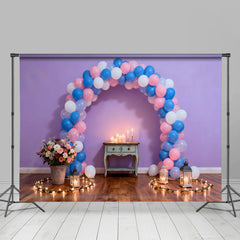 Lofaris Lila Wand Geburtstag Cake Smash Hintergrund Pink Blau Ballon Kerzenlicht
