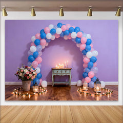 Lofaris Lila Wand Geburtstag Cake Smash Hintergrund Pink Blau Ballon Kerzenlicht