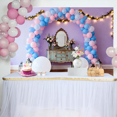 Lofaris Lavendel Geburtstag Cake Smash Hintergrund Pink Blau Ballon Lichterkette