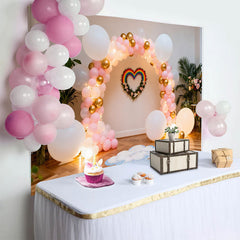 Lofaris Regenbogen Herz Geburtstag Cake Smash Hintergrund Pink Gold Ballon Wolke