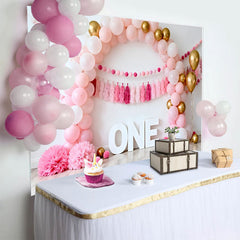 Lofaris Pink Gold Ballonbogen Geburtstag Cake Smash Hintergrund EINS Quaste