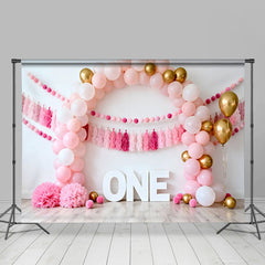Lofaris Pink Gold Ballonbogen Geburtstag Cake Smash Hintergrund EINS Quaste