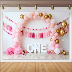 Lofaris Pink Gold Ballonbogen Geburtstag Cake Smash Hintergrund EINS Quaste