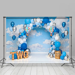 Lofaris Up Up and Away Geburtstag Cake Smash Hintergrund Heißluftballon Himmel ZWEI