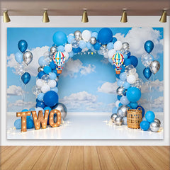 Lofaris Up Up and Away Geburtstag Cake Smash Hintergrund Heißluftballon Himmel ZWEI