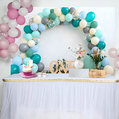 Lofaris Türkis Blau Ballon Geburtstag Cake Smash Hintergrund Holz EINS Boho