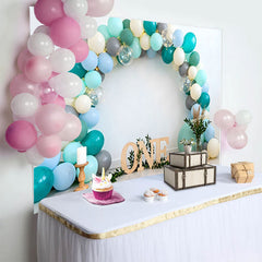 Lofaris Türkis Blau Ballon Geburtstag Cake Smash Hintergrund Holz EINS Boho