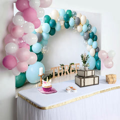 Lofaris Türkis Blau Ballon Geburtstag Cake Smash Hintergrund Holz DREI Boho