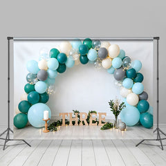 Lofaris Türkis Blau Ballon Geburtstag Cake Smash Hintergrund Holz DREI Boho
