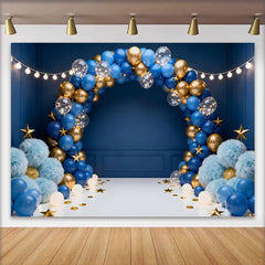 Lofaris Dunkelblau Gold Ballongirlande Geburtstag Cake Smash Hintergrund Sterne Junge