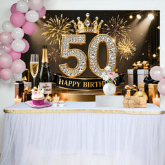 Lofaris Gold Krone 50. Geburtstag Hintergrund Champagner Geschenke Diamant Schwarz