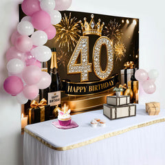 Lofaris Gold Krone 40. Geburtstag Hintergrund Champagner Geschenke Diamant Schwarz