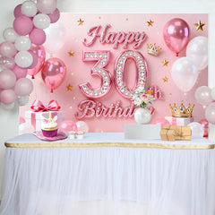 Lofaris Pink Ballons 30. Geburtstag Hintergrund Gold Sterne Krone Geschenke Diamant