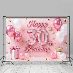 Lofaris Pink Ballons 30. Geburtstag Hintergrund Gold Sterne Krone Geschenke Diamant