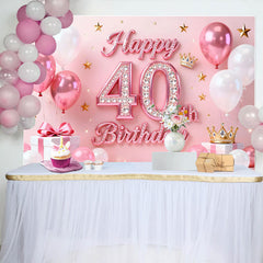 Lofaris Pink Ballons 40. Geburtstag Hintergrund Gold Sterne Krone Geschenke Diamant