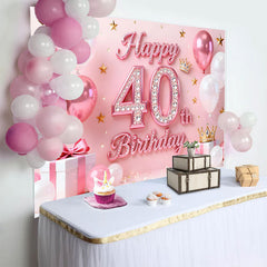 Lofaris Pink Ballons 40. Geburtstag Hintergrund Gold Sterne Krone Geschenke Diamant