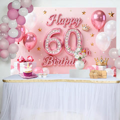Lofaris Pink Ballons 60. Geburtstag Hintergrund Gold Sterne Krone Geschenke Diamant
