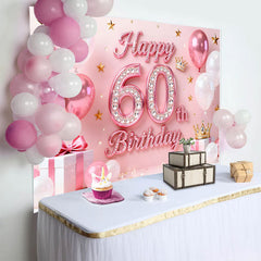Lofaris Pink Ballons 60. Geburtstag Hintergrund Gold Sterne Krone Geschenke Diamant