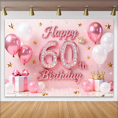 Lofaris Pink Ballons 60. Geburtstag Hintergrund Gold Sterne Krone Geschenke Diamant