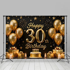 Lofaris Gold Ballons 30. Geburtstag Hintergrund Schwarz Kuchen Geschenke Sterne