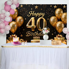 Lofaris Gold Ballons 40. Geburtstag Hintergrund Schwarz Kuchen Geschenke Sterne