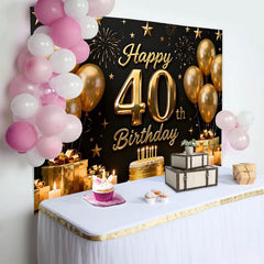Lofaris Gold Ballons 40. Geburtstag Hintergrund Schwarz Kuchen Geschenke Sterne