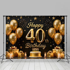 Lofaris Gold Ballons 40. Geburtstag Hintergrund Schwarz Kuchen Geschenke Sterne