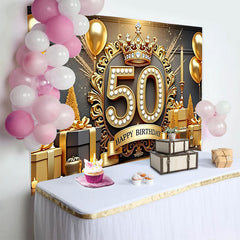 Lofaris Luxuriös 50. Geburtstag Hintergrund Goldene Krone Diamanten Geschenke Schwarz