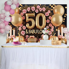 Lofaris 50 und Fabelhaft Geburtstag Hintergrund Pink Rosen Gold Ballons Kürbisse