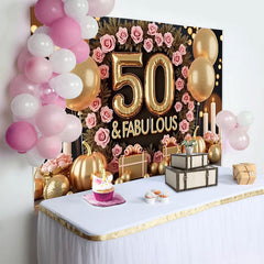 Lofaris 50 und Fabelhaft Geburtstag Hintergrund Pink Rosen Gold Ballons Kürbisse