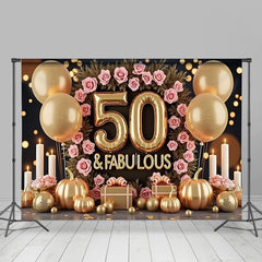Lofaris 50 und Fabelhaft Geburtstag Hintergrund Pink Rosen Gold Ballons Kürbisse