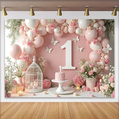 Lofaris Altrosa Dunkelpink Ballongirlande Geburtstag Hintergrund Weiß Grün Blatt