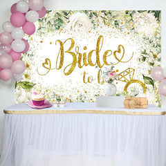 Lofaris Gold Glitzer Bride to Be Hintergrund Weiß Blumen Eukalyptus Hochzeit Brautparty