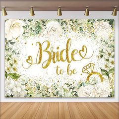 Lofaris Gold Glitzer Bride to Be Hintergrund Weiß Blumen Eukalyptus Hochzeit Brautparty