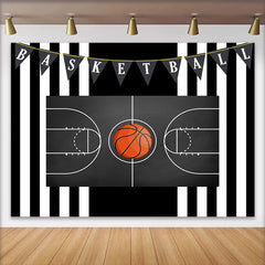 Lofaris Basketballplatz Geburtstag Hintergrund Schwarz Weiß Streifen Sport Jungen
