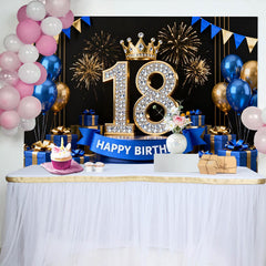 Lofaris Royalblau Gold 18. Geburtstag Hintergrund Diamant Zahlen Feuerwerk Männer
