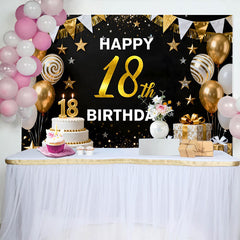 Lofaris Gold 18. Happy Birthday Hintergrund Weißer Kuchen Gold Ballons Elegant Meilenstein