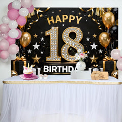 Lofaris Luxus 18. Happy Birthday Hintergrund Diamant Zahlen Gold Ballons Jubiläum Deko